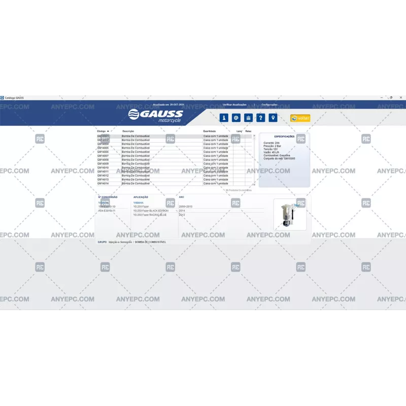 GAUSS PARTS CATALOG PORTUGUESE 2024.10
