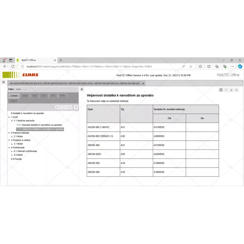 CLAAS WEBTIC OFFLINE SLOVENIAN 4.4.94 [2023.06]