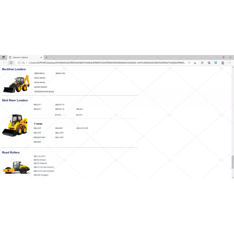 HYUNDAI CERES HEAVY EQUIPMENT OPERATOR MANUAL 2022.10