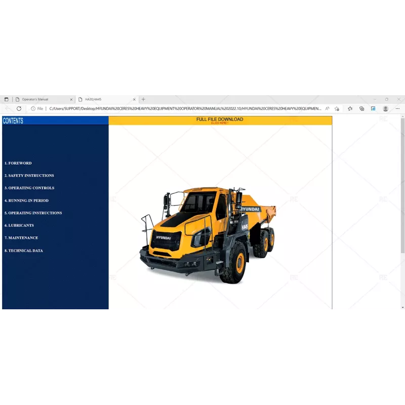 HYUNDAI CERES HEAVY EQUIPMENT OPERATOR MANUAL 2022.10