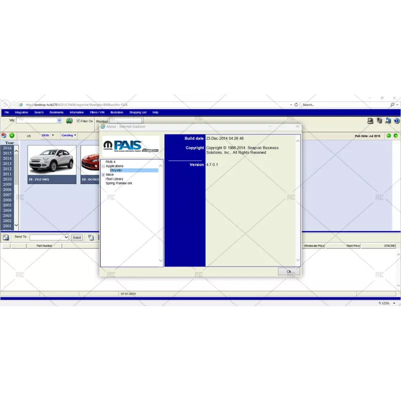 CHRYSLER PAIS SNAP-ON EPC 2015.07