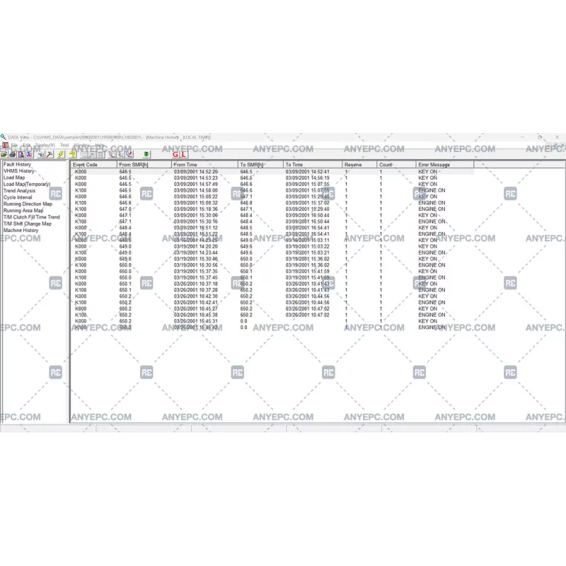 KOMATSU VHMS TECHNICAL ANALYSIS TOOL BOX 3.05.00
