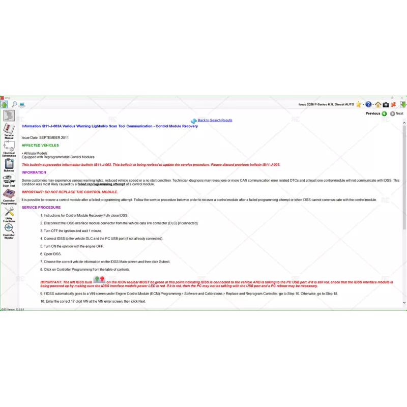ISUZU US-IDSS DIAGNOSTIC SERVICE SYSTEM 2025.07
