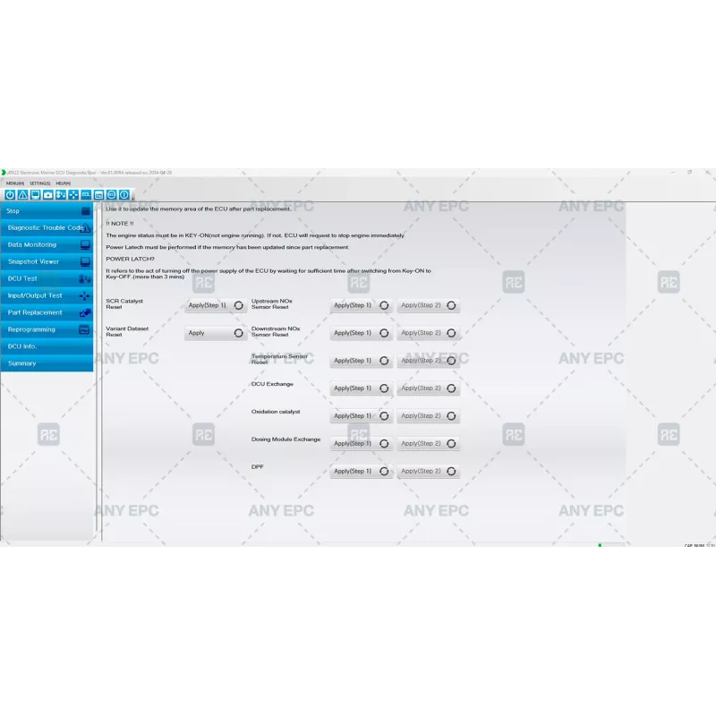 HYUNDAI INFRACORE DX22 ELECTRONIC MARINE DCU DIAGNOSTIC TOOL 01.00 [2024.04]