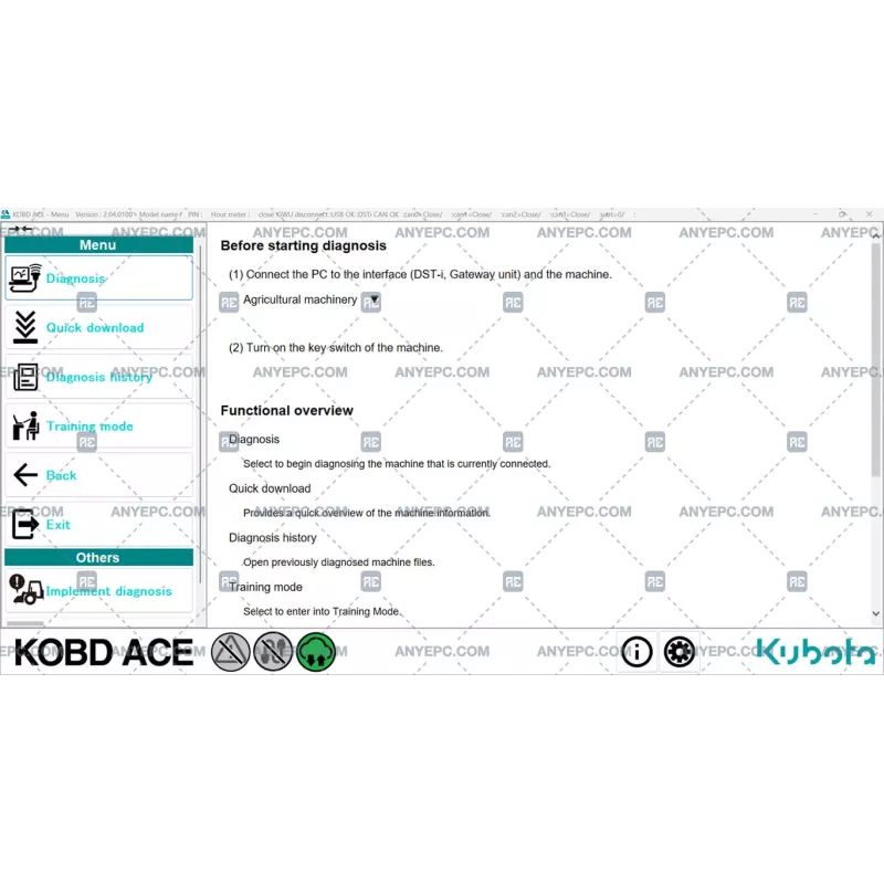 KUBOTA ON BOARD DIAGNOSTIC ACE v2.04.0100 [2024.01]
