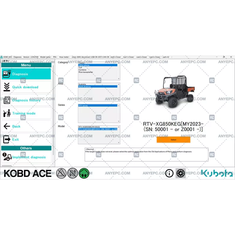 KUBOTA ON BOARD DIAGNOSTIC ACE v2.04.0100 [2024.01]