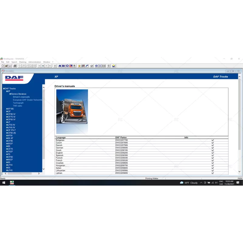 DAF PARTS RAPIDO EPC 2015.11