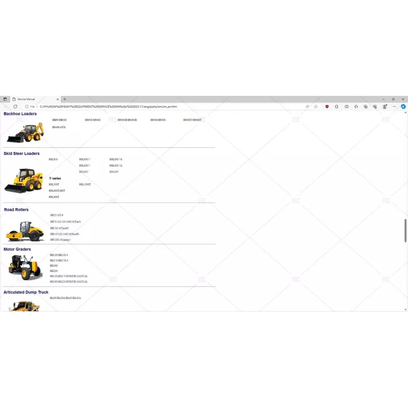 HYUNDAI HEAVY EQUIPMENT SERVICE MANUAL 2023.11