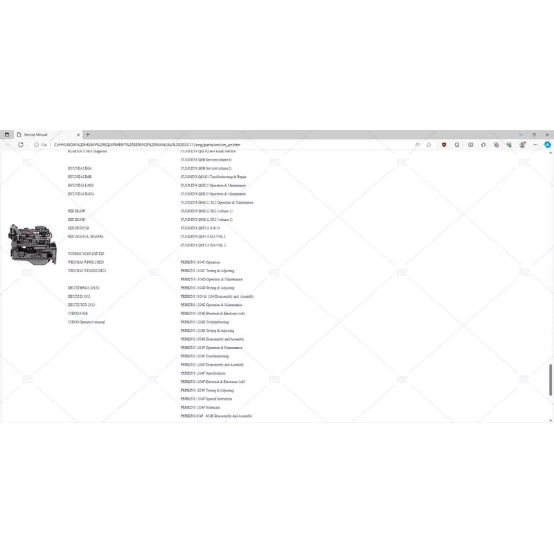 HYUNDAI HEAVY EQUIPMENT SERVICE MANUAL 2023.11