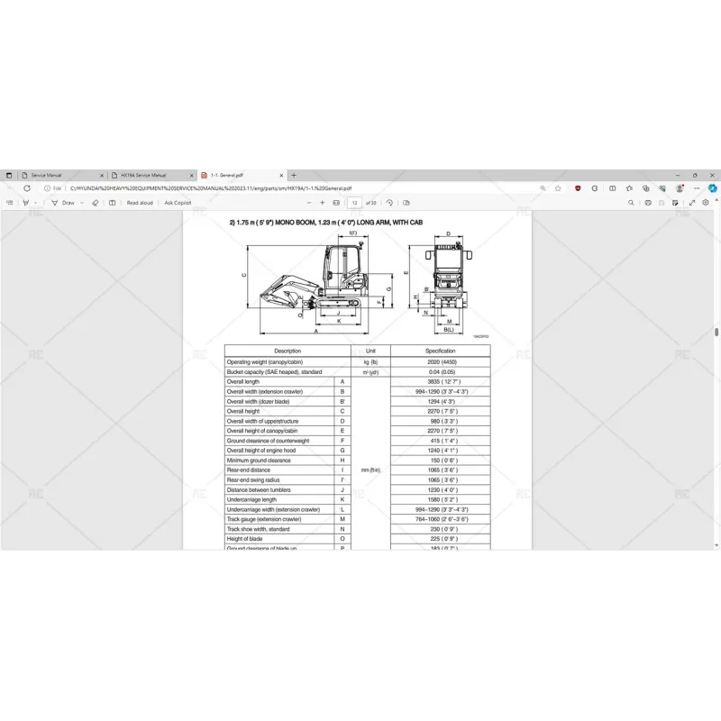 HYUNDAI HEAVY EQUIPMENT SERVICE MANUAL 2023.11