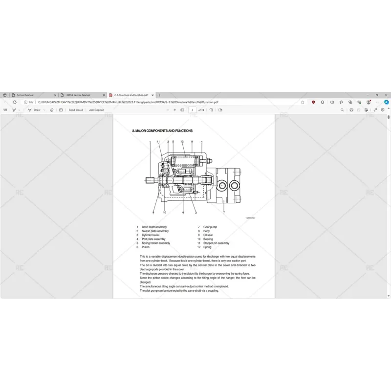 HYUNDAI HEAVY EQUIPMENT SERVICE MANUAL 2023.11