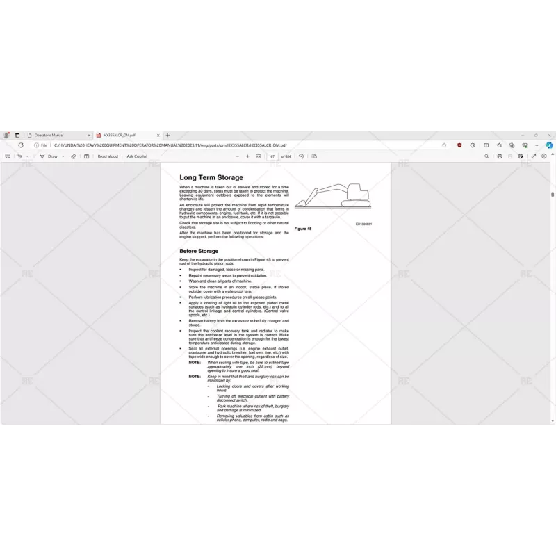 HYUNDAI HEAVY EQUIPMENT OPERATOR MANUAL 2023.11