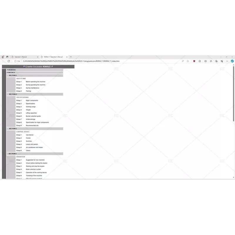 HYUNDAI HEAVY EQUIPMENT OPERATOR MANUAL 2023.11