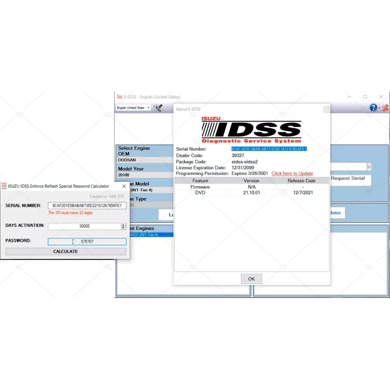 ISUZU IDSS ENFORCE REFLASH SPECIAL PASSWORD CALCULATOR