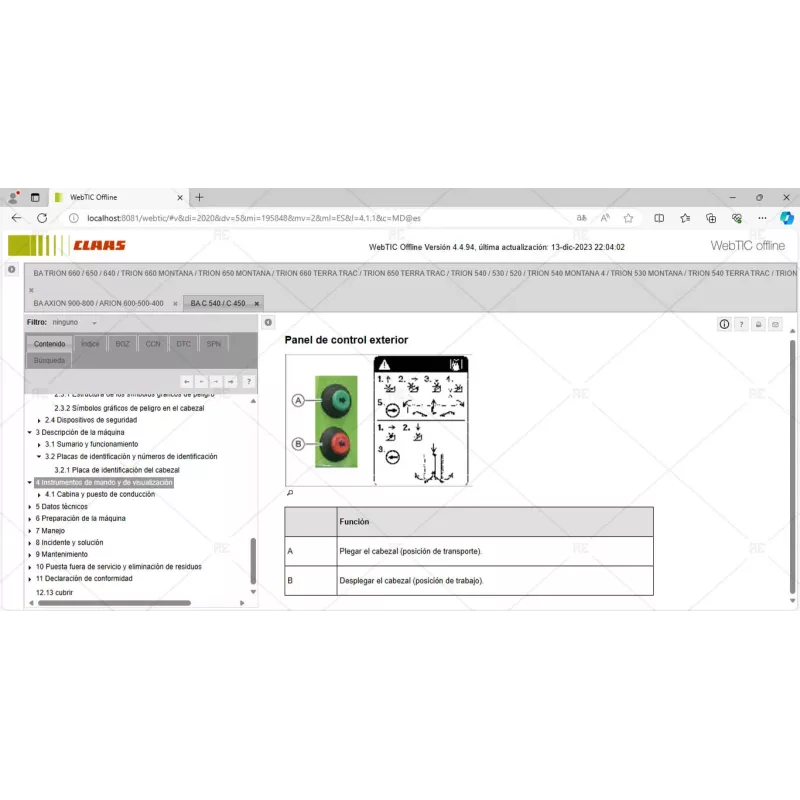 CLAAS WEBTIC OFFLINE SPANISH 4.4.94 [2023.09]