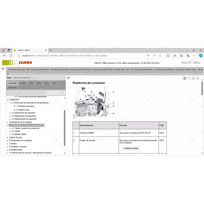 CLAAS WEBTIC OFFLINE SPANISH 4.4.94 [2023.09]