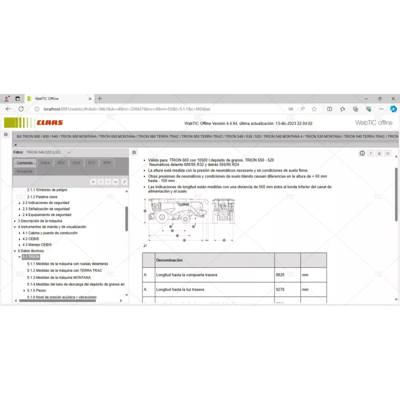 CLAAS WEBTIC OFFLINE SPANISH 4.4.94 [2023.09]
