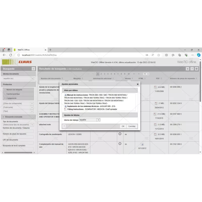 CLAAS WEBTIC OFFLINE SPANISH 4.4.94 [2023.09]