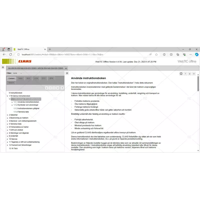 CLAAS WEBTIC OFFLINE SWEDISH 4.4.94 [2023.08]