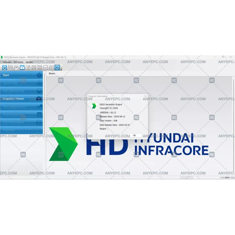DOOSAN DIAGNOSTIC TOOL DX22 GENERATOR ENGINE 00.13 [2023.06]