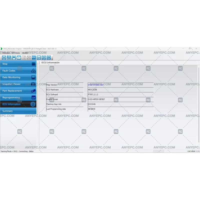 DOOSAN DIAGNOSTIC TOOL DX22 GENERATOR ENGINE 00.13 [2023.06]