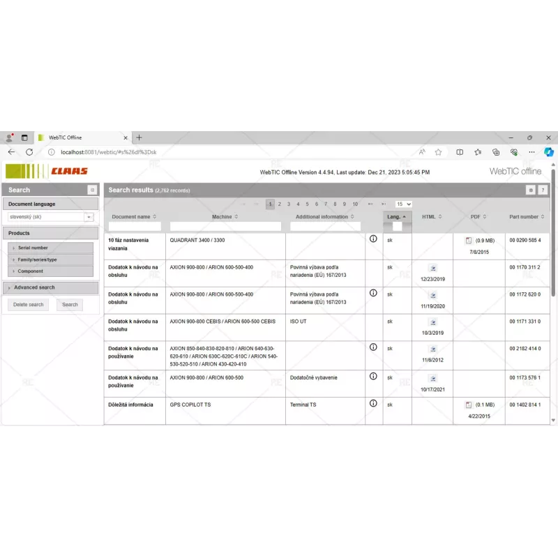 CLAAS WEBTIC OFFLINE SLOVAK 4.4.94 [2023.06]