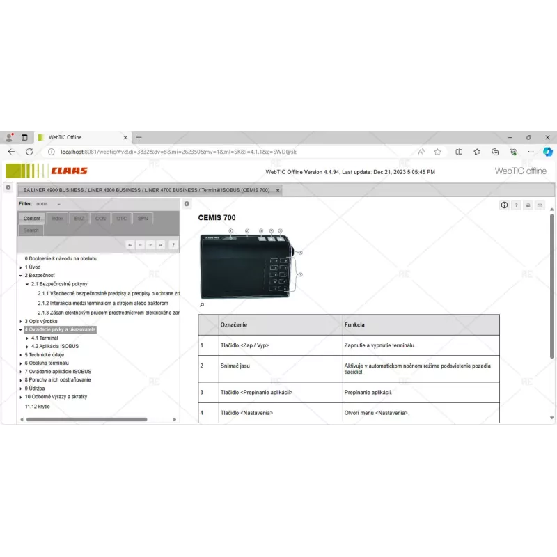 CLAAS WEBTIC OFFLINE SLOVAK 4.4.94 [2023.06]