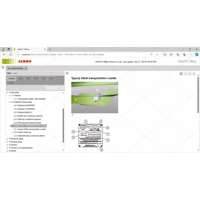 CLAAS WEBTIC OFFLINE SLOVAK 4.4.94 [2023.06]