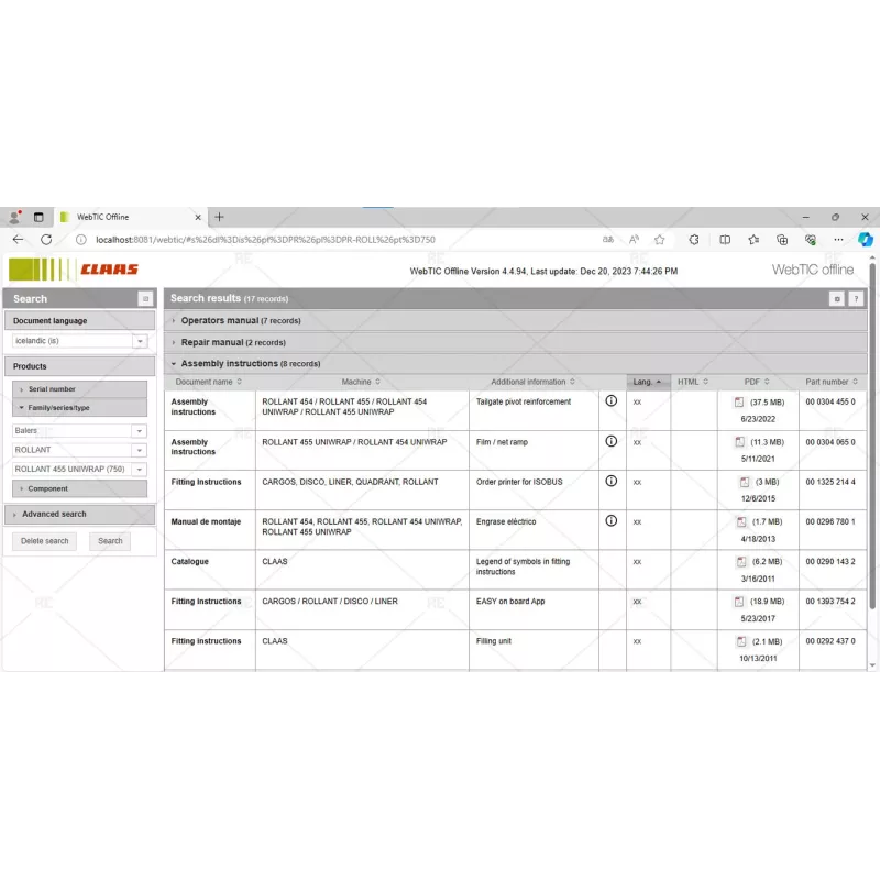 CLAAS WEBTIC OFFLINE ICELANDIC 4.4.94 [2023.05]