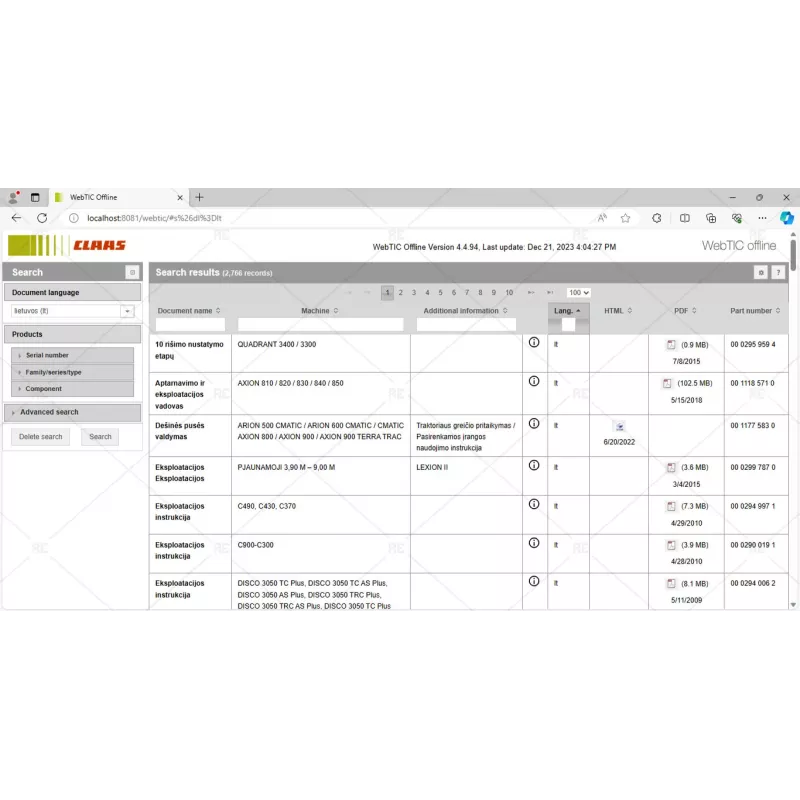 CLAAS WEBTIC OFFLINE LITHUANIAN 4.4.94 [2023.05]