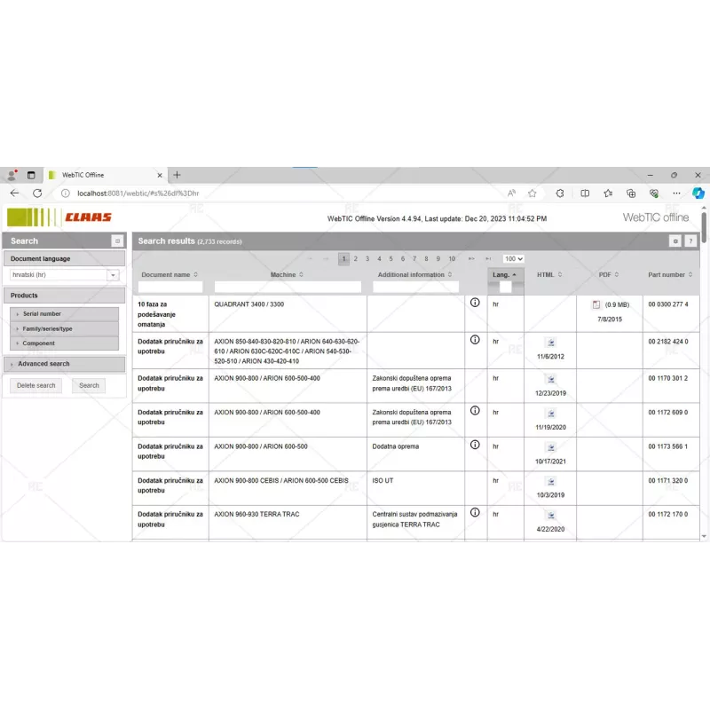 CLAAS WEBTIC OFFLINE CROATIAN 4.4.94 [2023.05]