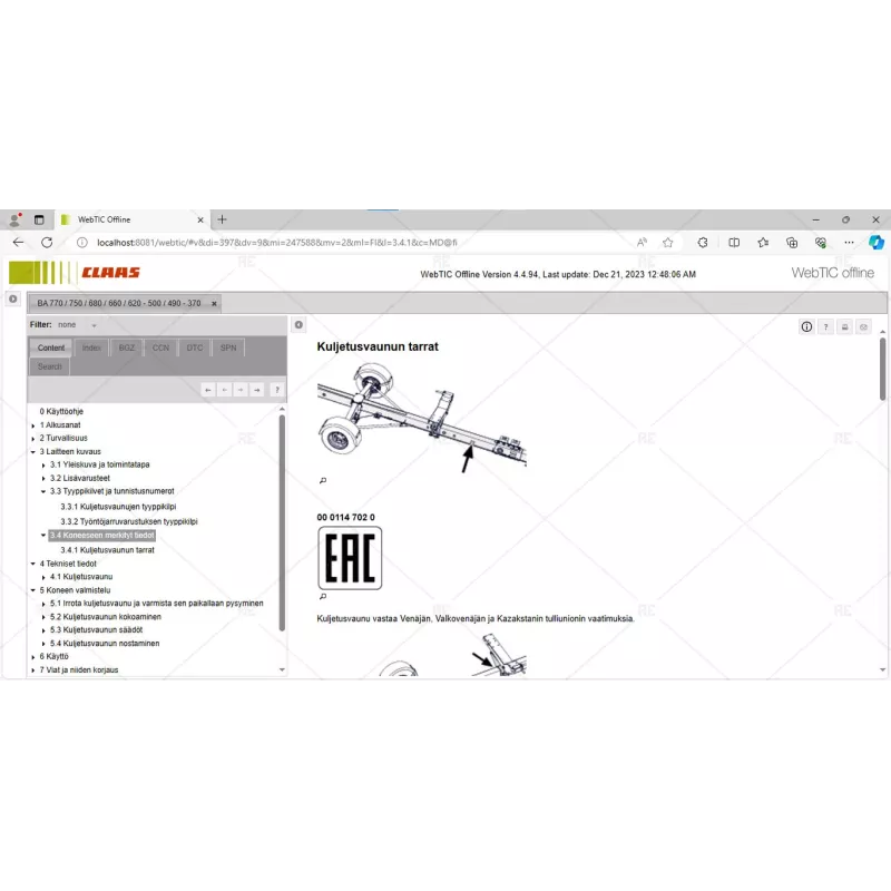 CLAAS WEBTIC OFFLINE FINNISH 4.4.94 [2023.05]