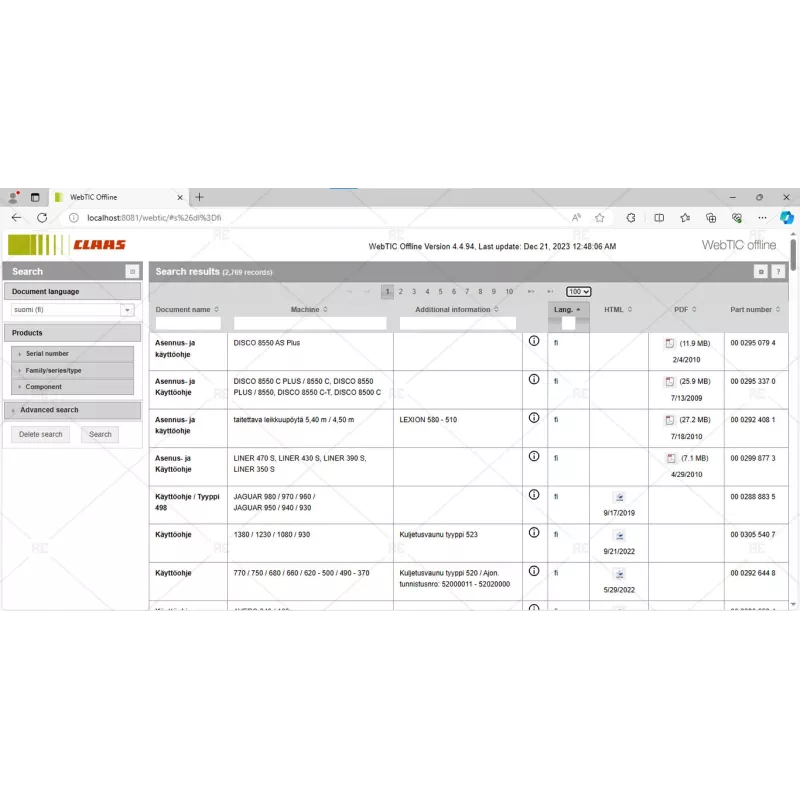 CLAAS WEBTIC OFFLINE FINNISH 4.4.94 [2023.05]