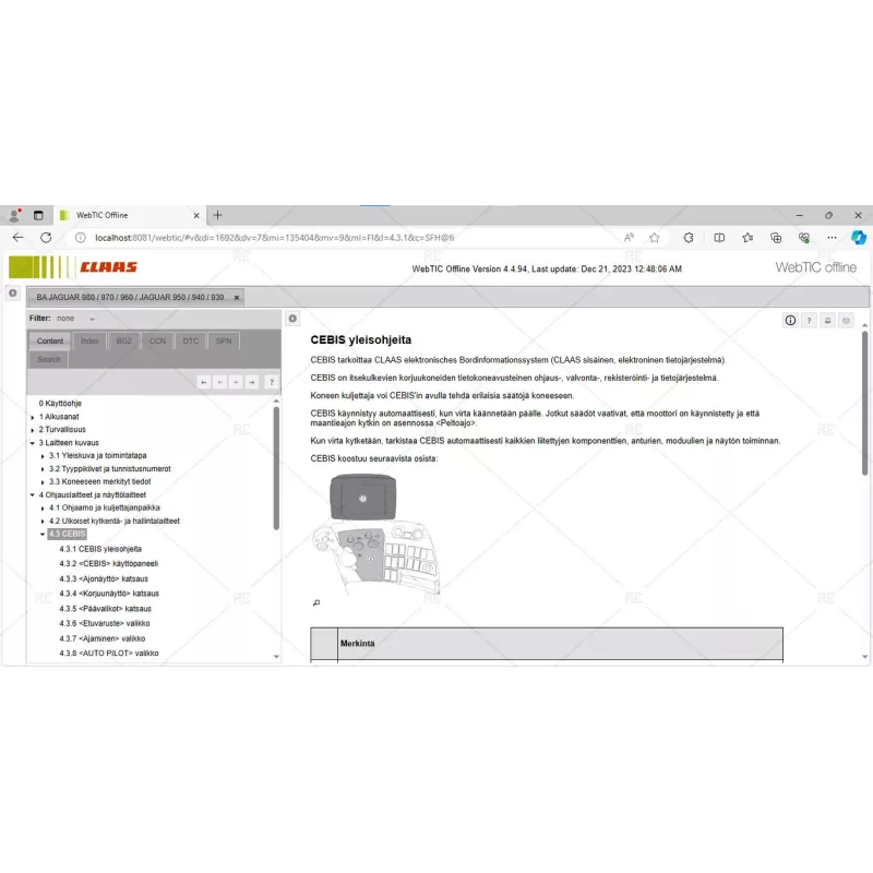 CLAAS WEBTIC OFFLINE FINNISH 4.4.94 [2023.05]