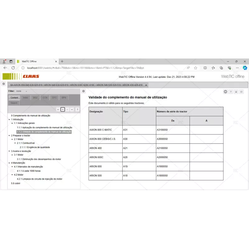 CLAAS WEBTIC OFFLINE PORTUGUESE 4.4.94 [2023.04]