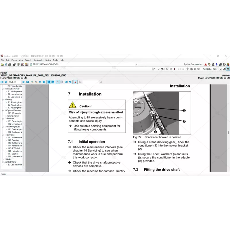 FENDT AG UK & EUROPE PARTS CATALOG & WORKSHOP SERVICE MANUALS 2021.03