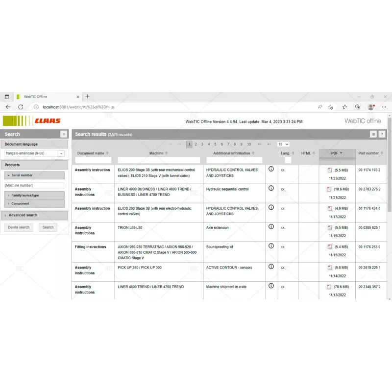 CLAAS WEBTIC OFFLINE FRENCH-AMERICAN 4.4.94 [2023.03]