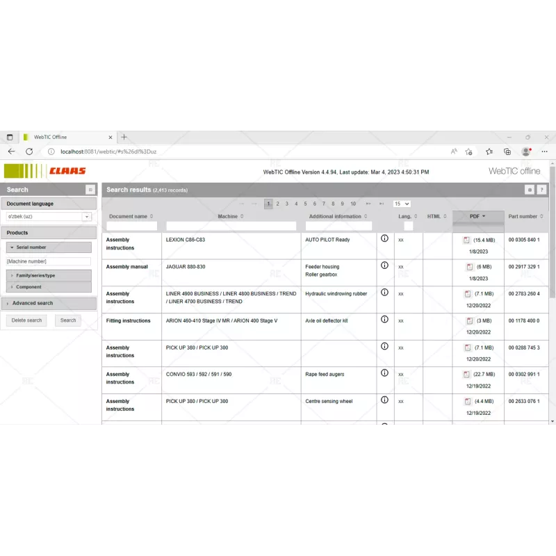 CLAAS WEBTIC OFFLINE UZBEK 4.4.94 [2023.01]