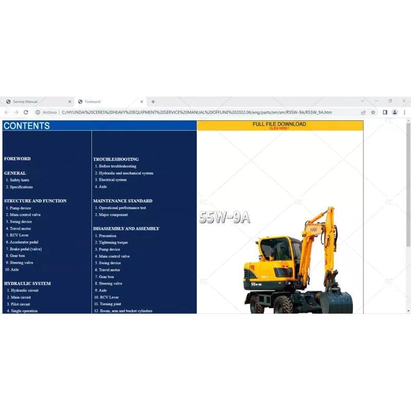 HYUNDAI CERES HEAVY EQUIPMENT SERVICE MANUAL 2022.06