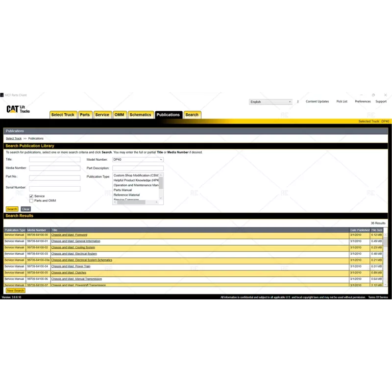 CATERPILLAR FORKLIFT TRUCKS MCFE EPC & SERVICE MANUALS 3.0.0.10 [2022.06]