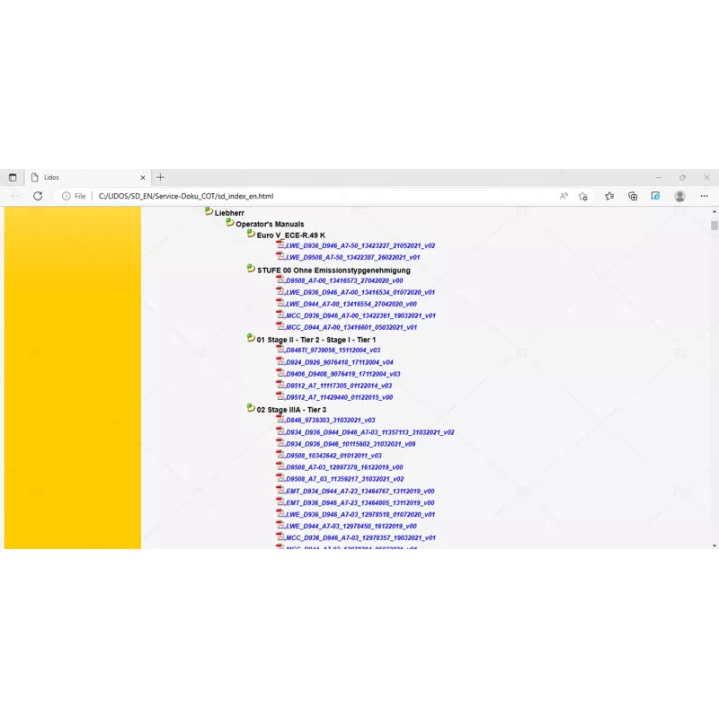 LIEBHERR LIDOS SERVICE DOCUMENTATION COT ENGLISH OFFLINE 2022.03