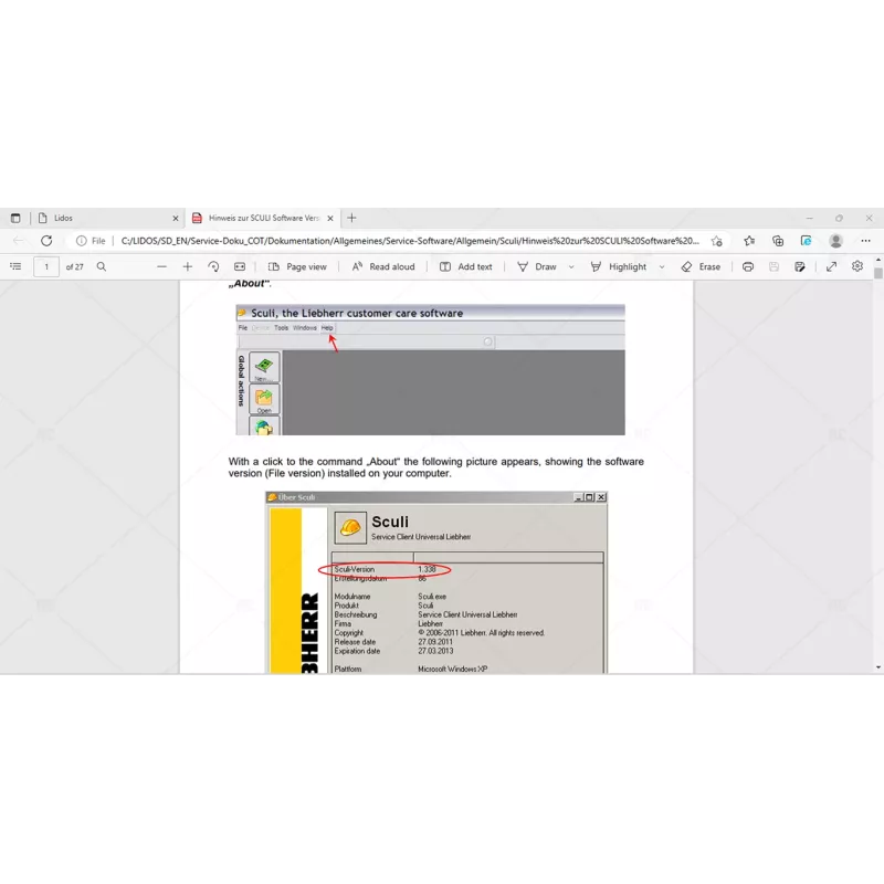LIEBHERR LIDOS SERVICE DOCUMENTATION COT ENGLISH OFFLINE 2022.03