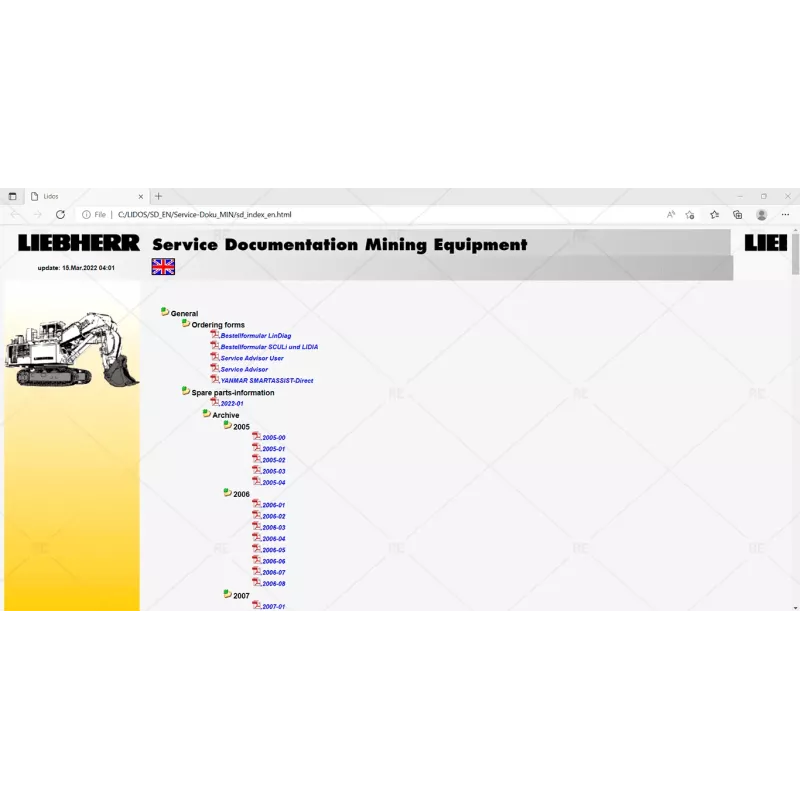LIEBHERR LIDOS SERVICE DOCUMENTATION MINING EQUIPMENT ENGLISH OFFLINE 2022.03