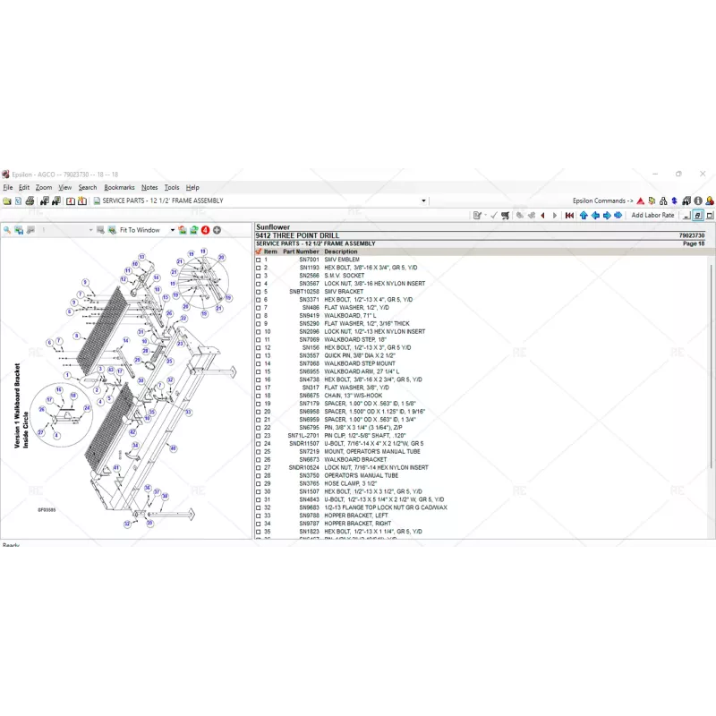 SUNFLOWER AG EUROPE PARTS CATALOG & WORKSHOP SERVICE MANUALS 2020.01 2020.01