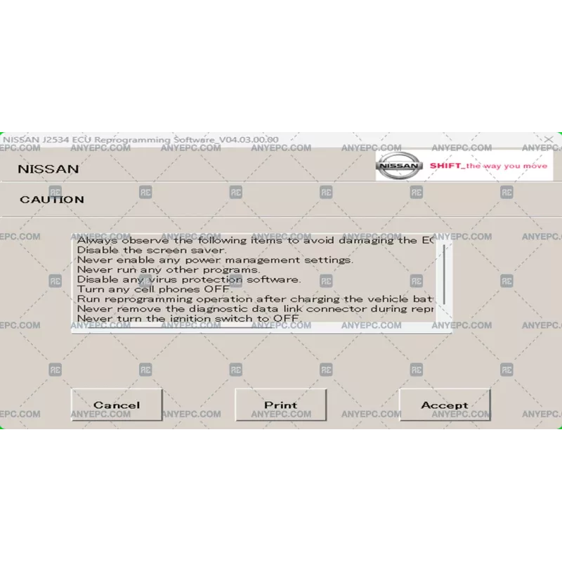 NISSAN ECU REPROGRAMMING SOFTWARE 04.03.00 [2019]