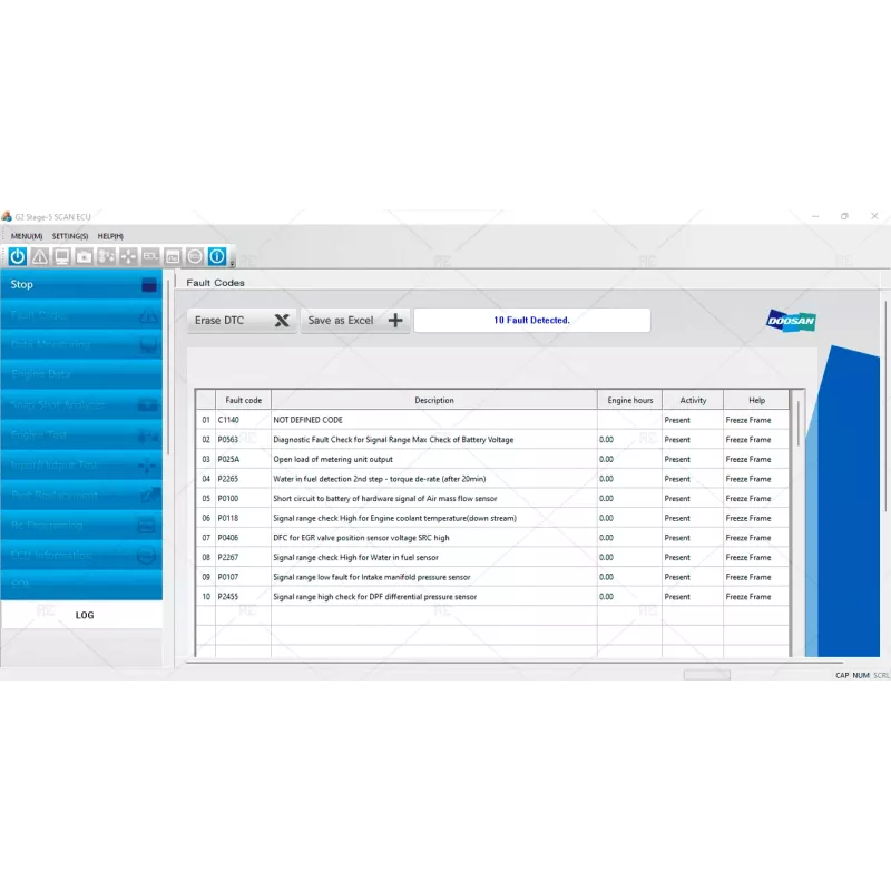 DOOSAN DIAGNOSTIC TOOL G2 STAGE V SCAN ECU 0.06 [2018.09]