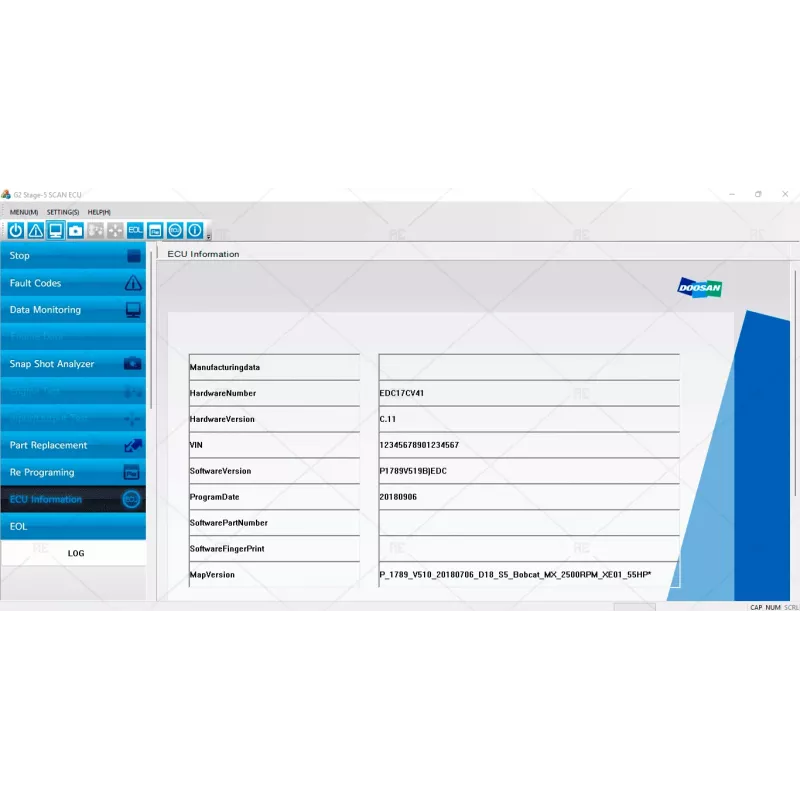 DOOSAN DIAGNOSTIC TOOL G2 STAGE V SCAN ECU 0.06 [2018.09]