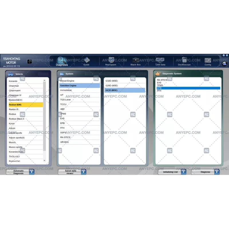 SSANGYONG INTELLIGENT WORKSHOP DIAGNOSIS 119 [2018.02]