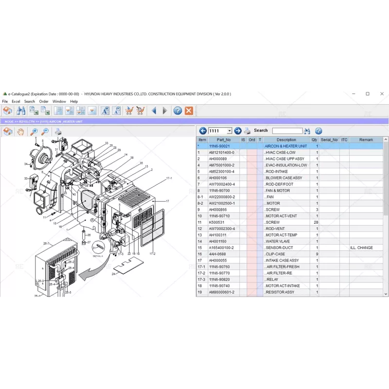 HYUNDAI ROBEX HEAVY PARTS CATALOG HCE 2017.01
