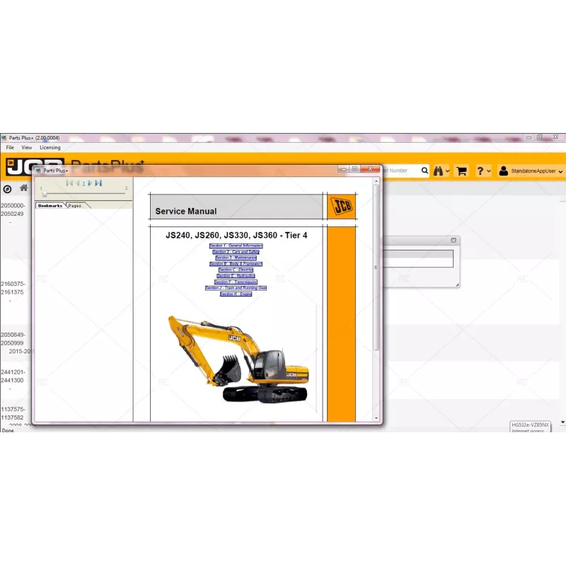 JCB SERVICE PARTS PLUS & SERVICE MANUAL 2.00.0004 [2017.01]